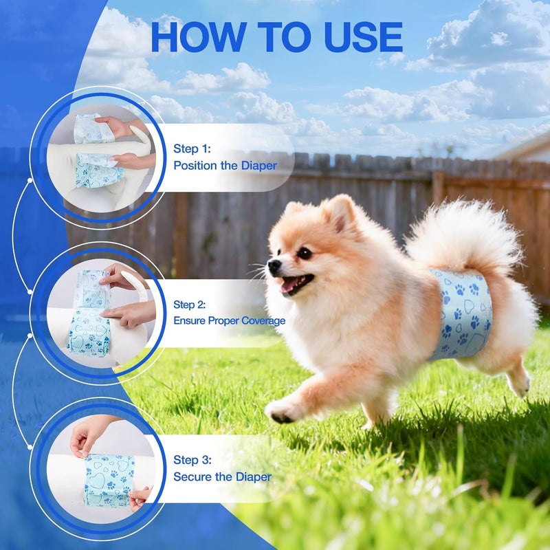 Flying Paws Male Dog Diapers with Wetness Indicator, Disposable Belly Band for Puppy Male Diapers, Doggie Wraps for Puppy Training, Incontinence (S, 26 Count) - Image 5